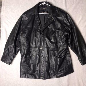 Vintage Wilsons Leather Mens Black Long Sleeve Pockets Thermal Jacket Size Large